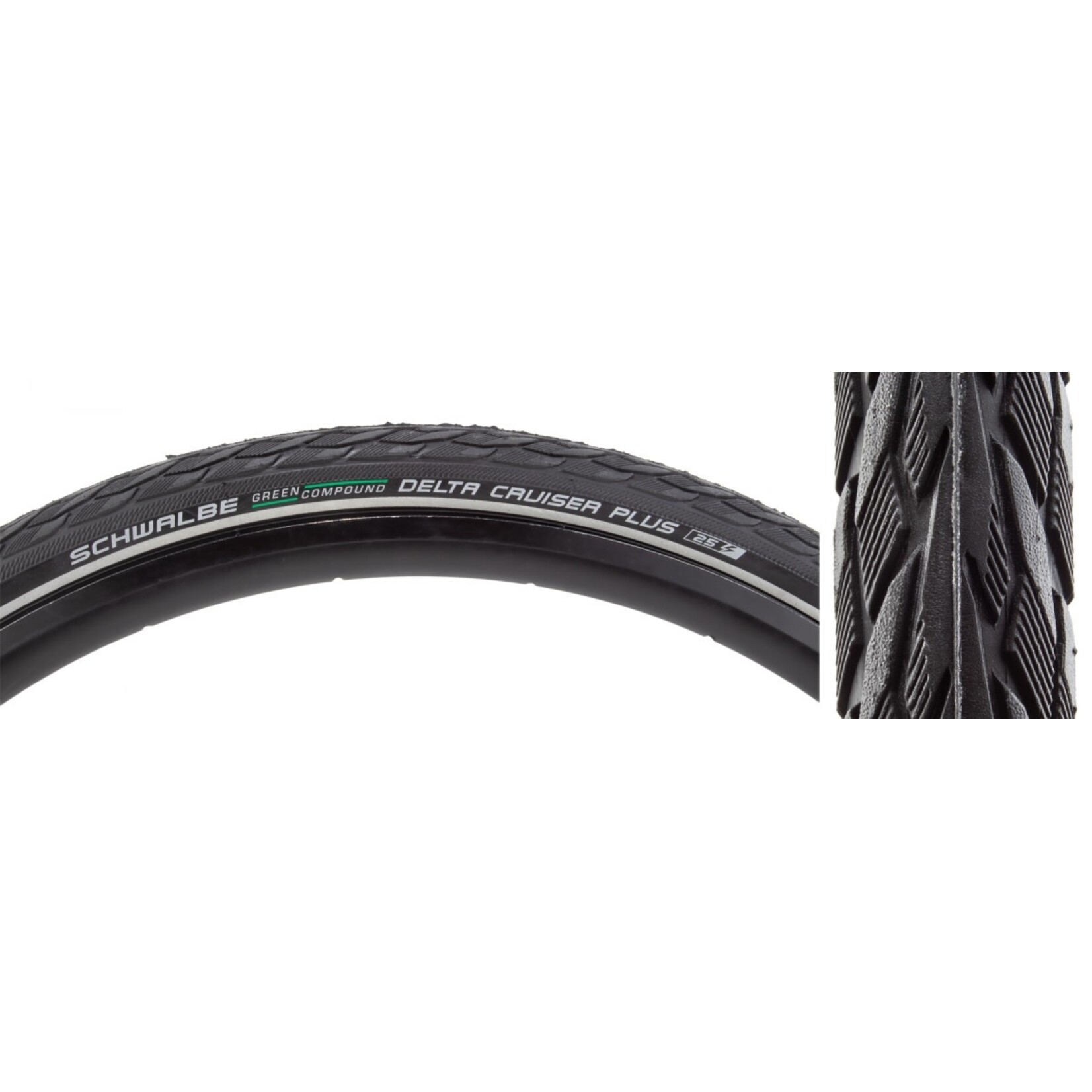Schwalbe TIRE SWB DELTA CRUISER PLUS 26x2.0 ACTIVE TWIN GN-GUARD BK/BK/REF GN-COMPOUND E25 WIRE