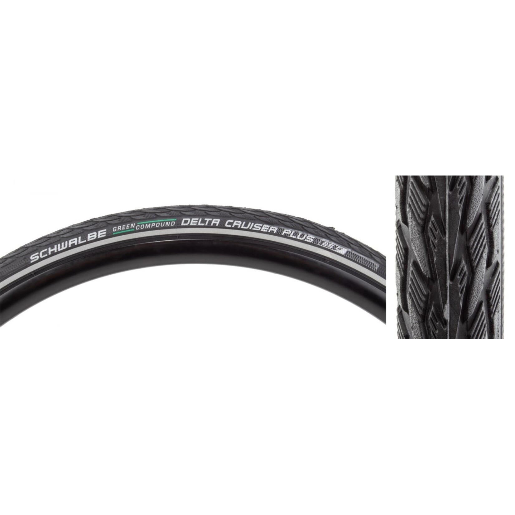 Schwalbe TIRE SWB DELTA CRUISER PLUS 700x28 ACTIVE TWIN GN-GUARD BK/BK/REF GN-COMPOUND E25 WIRE