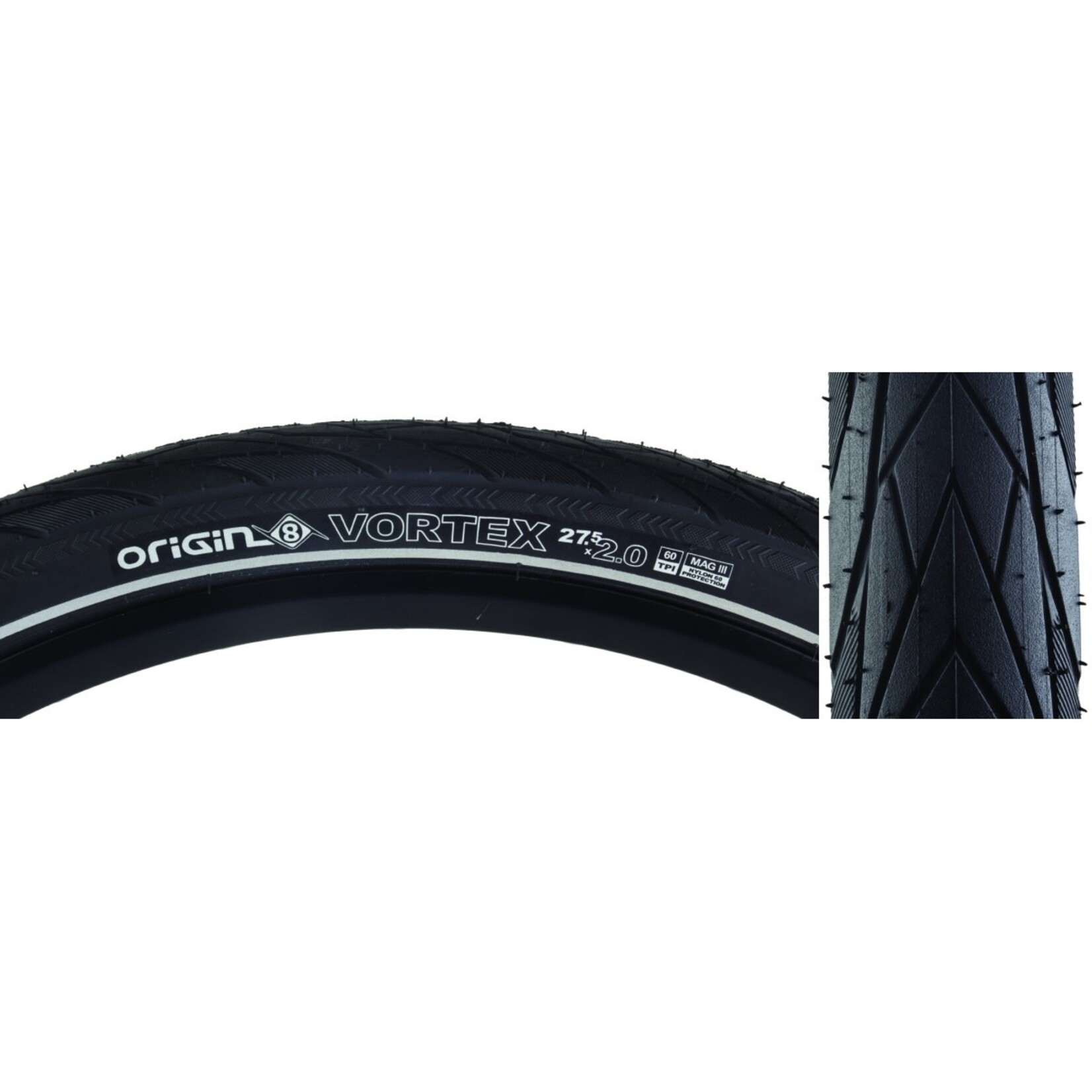 Origin8 TIRE OR8 VORTEX 27.5x2.00 WIRE BELT BK/BK/REF