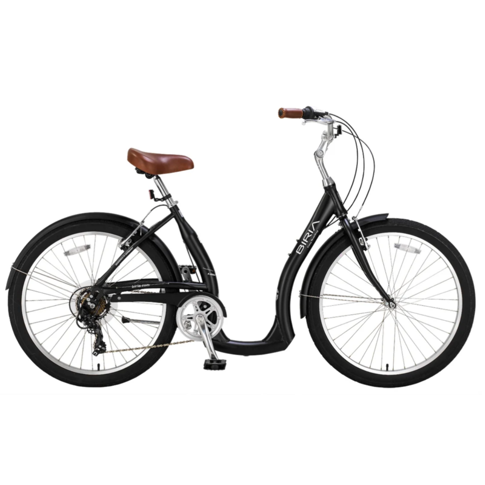 Biria Biria - Easy Boarding Balloon 7, 7-speed Derailleur, 46 cm Balloon Tires, Fenders, Matte Black, BT7
