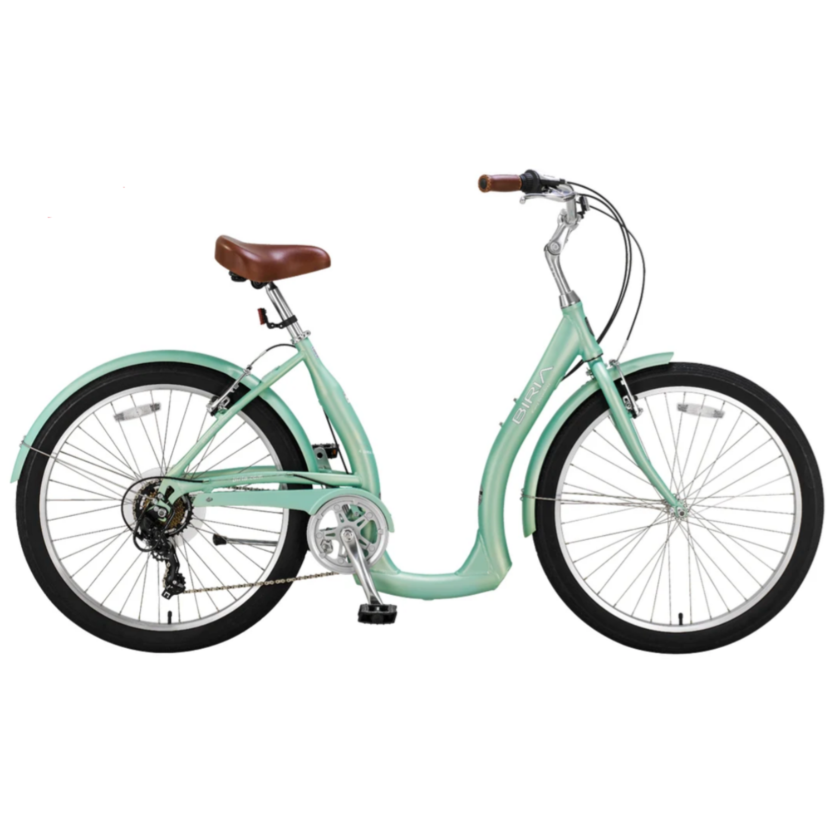 Biria Biria - Easy Boarding Balloon 7, 7-speed Derailleur, 40 cm Balloon Tires, Fenders, Matte Aqua Green,