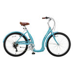 Biria Biria - Easy Boarding Balloon 7, 7-speed Derailleur, 40 cm Balloon Tires, Fenders, Matte Aqua Blue,