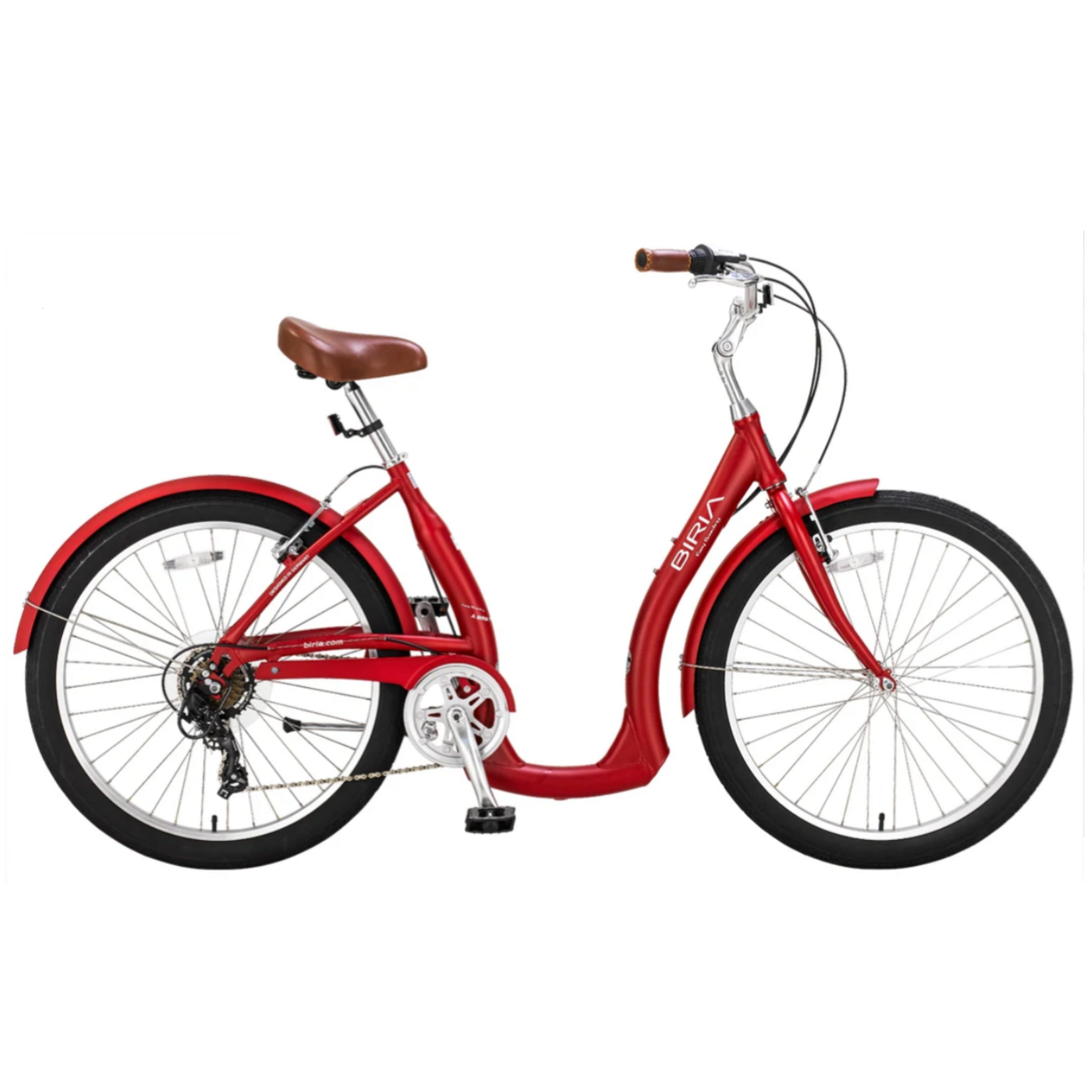 Biria Biria - Easy Boarding Balloon 7, 7-speed Derailleur, 40 cm Balloon Tires, Fenders, Matte Red