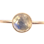 Size 7: Medium Rainbow Moonstone Faceted Gemstone 14k Goldfill Ring