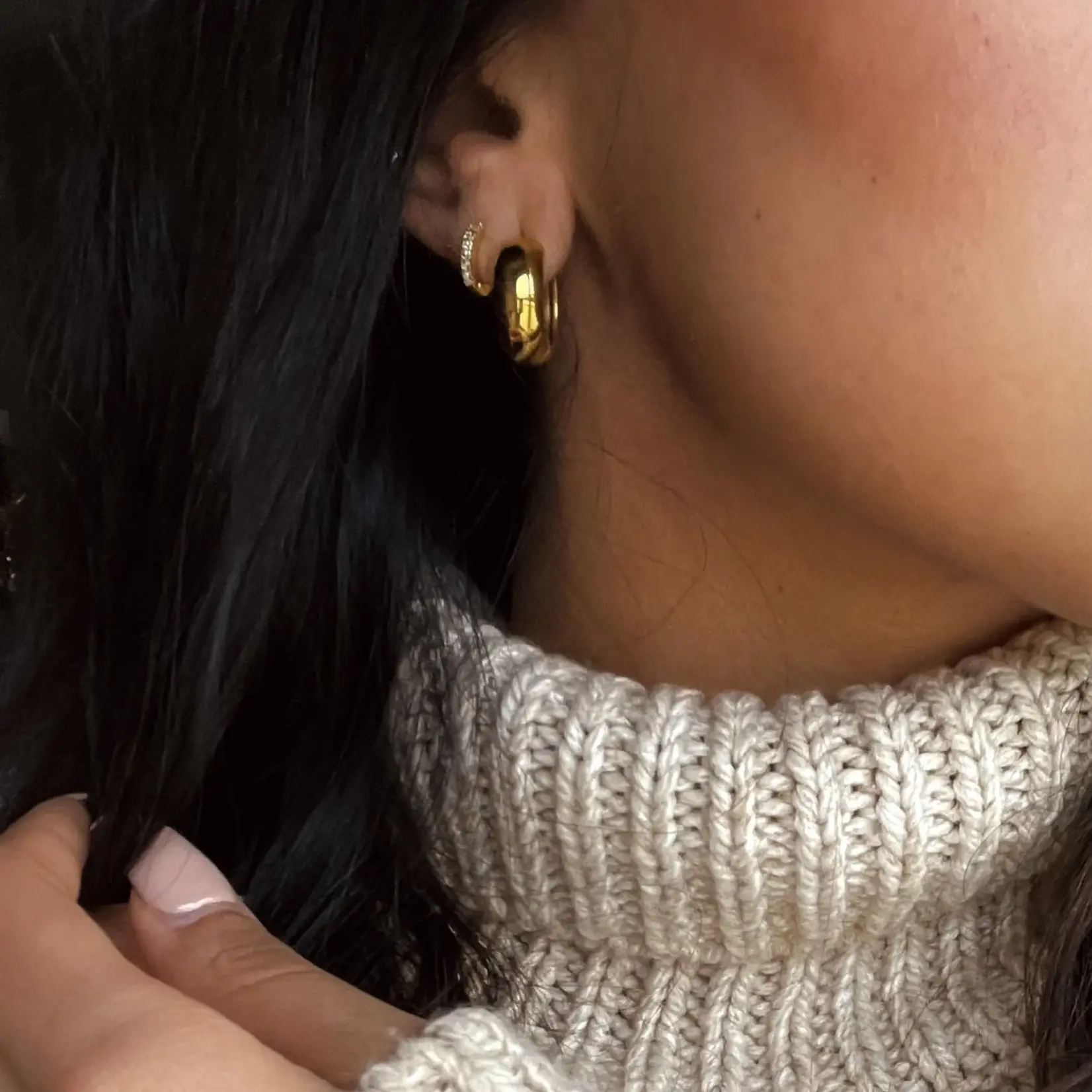 Namaste Jewelry Tara Huggies Gold- White Zirconia