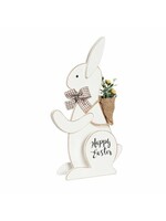 Wood Bunny with Artificial Table Decor