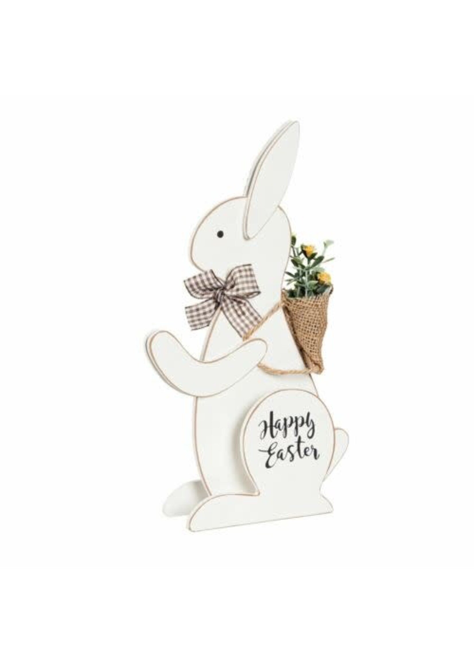 Wood Bunny with Artificial Table Decor