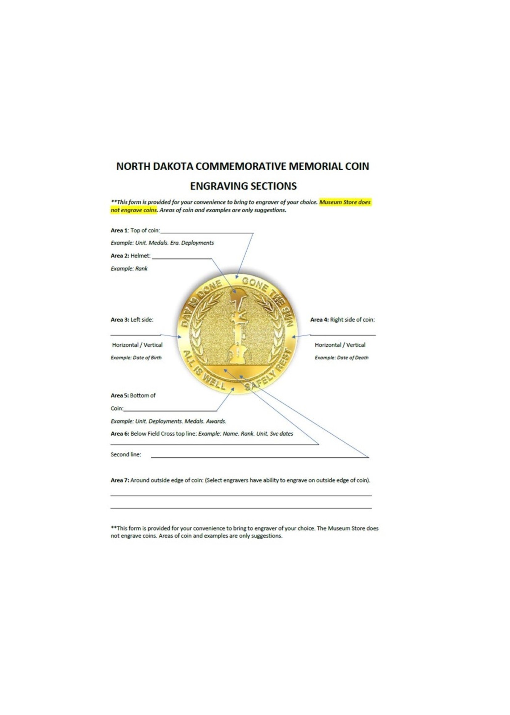 North Dakota Commemorative Memorial Coin