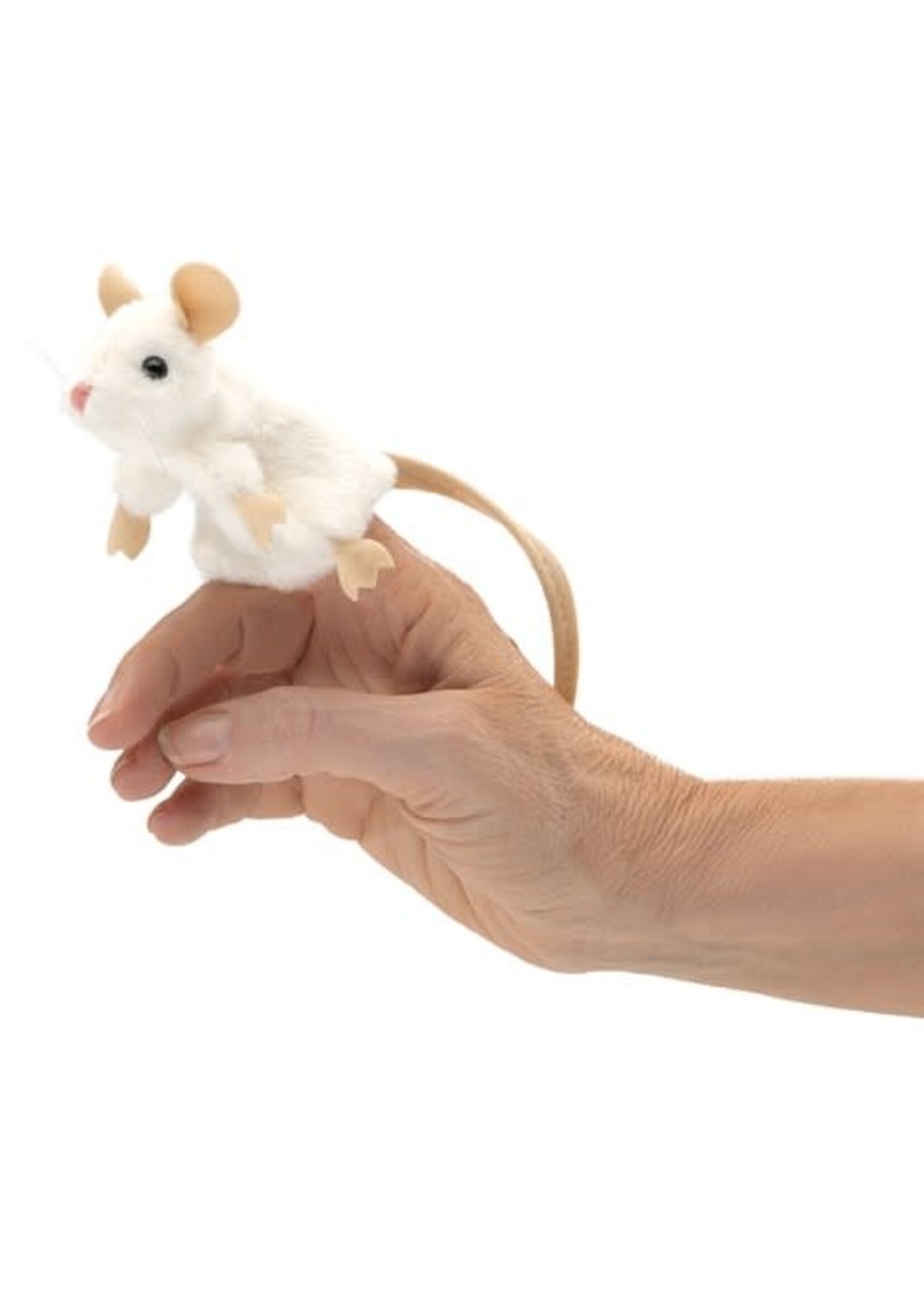 Mini White Mouse Finger Puppet