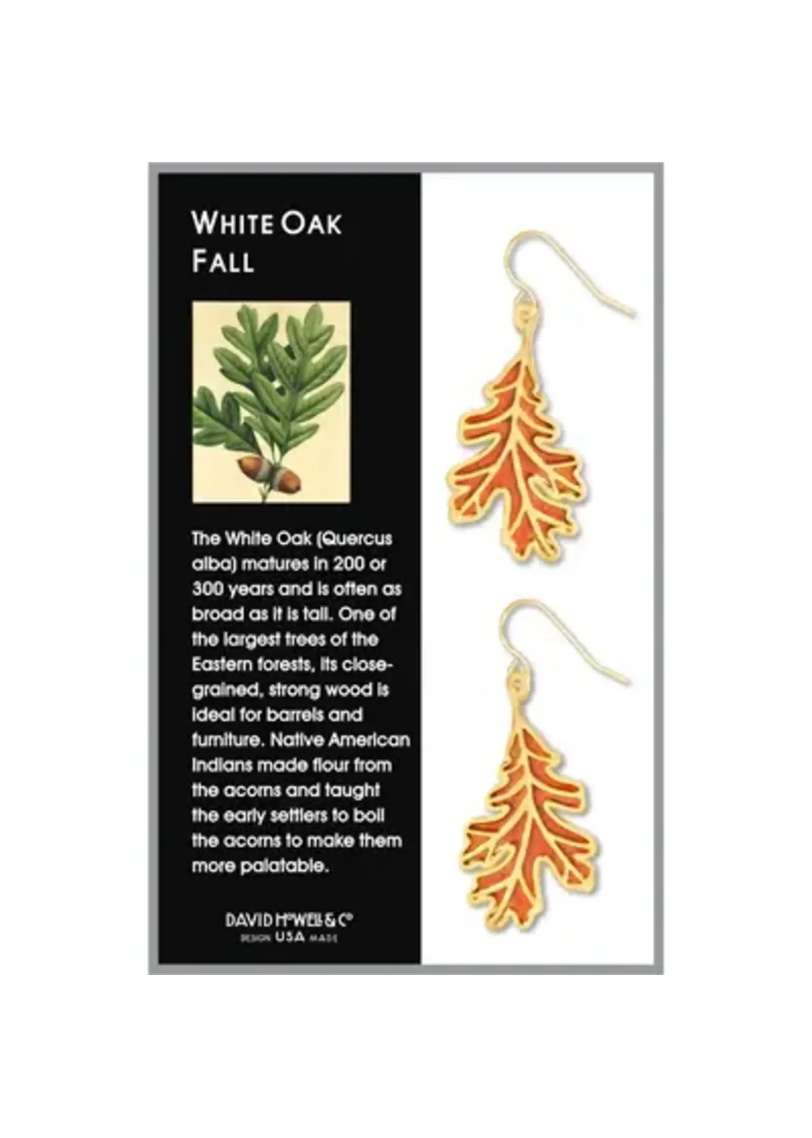 White Oak Leaf in Fall Earrings