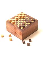 Mini Travel Chess and Checkers Game Set - Handcrafted Wood