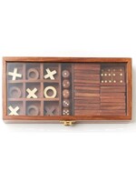 3-in-1 Game Set Dice, Dominoes, Tic Tac Toe - Handcrafted Wood