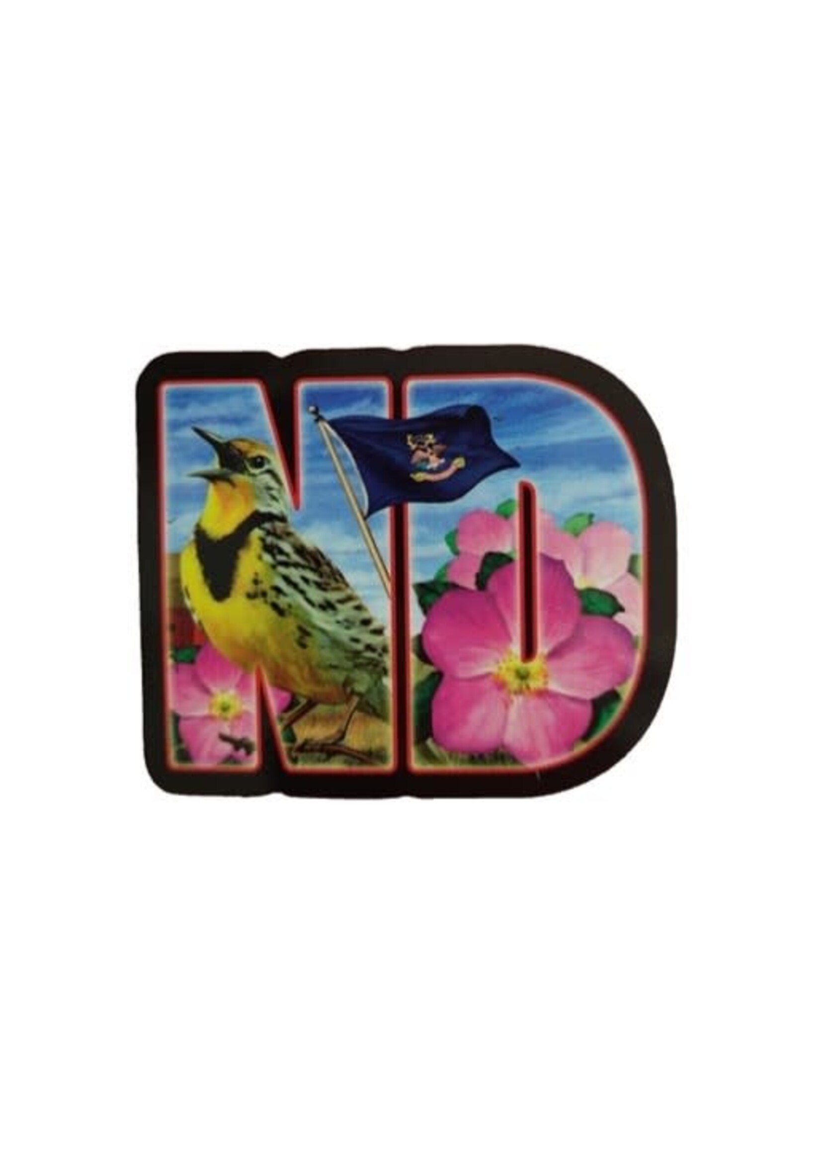 North Dakota State Bird & Flower Magnet