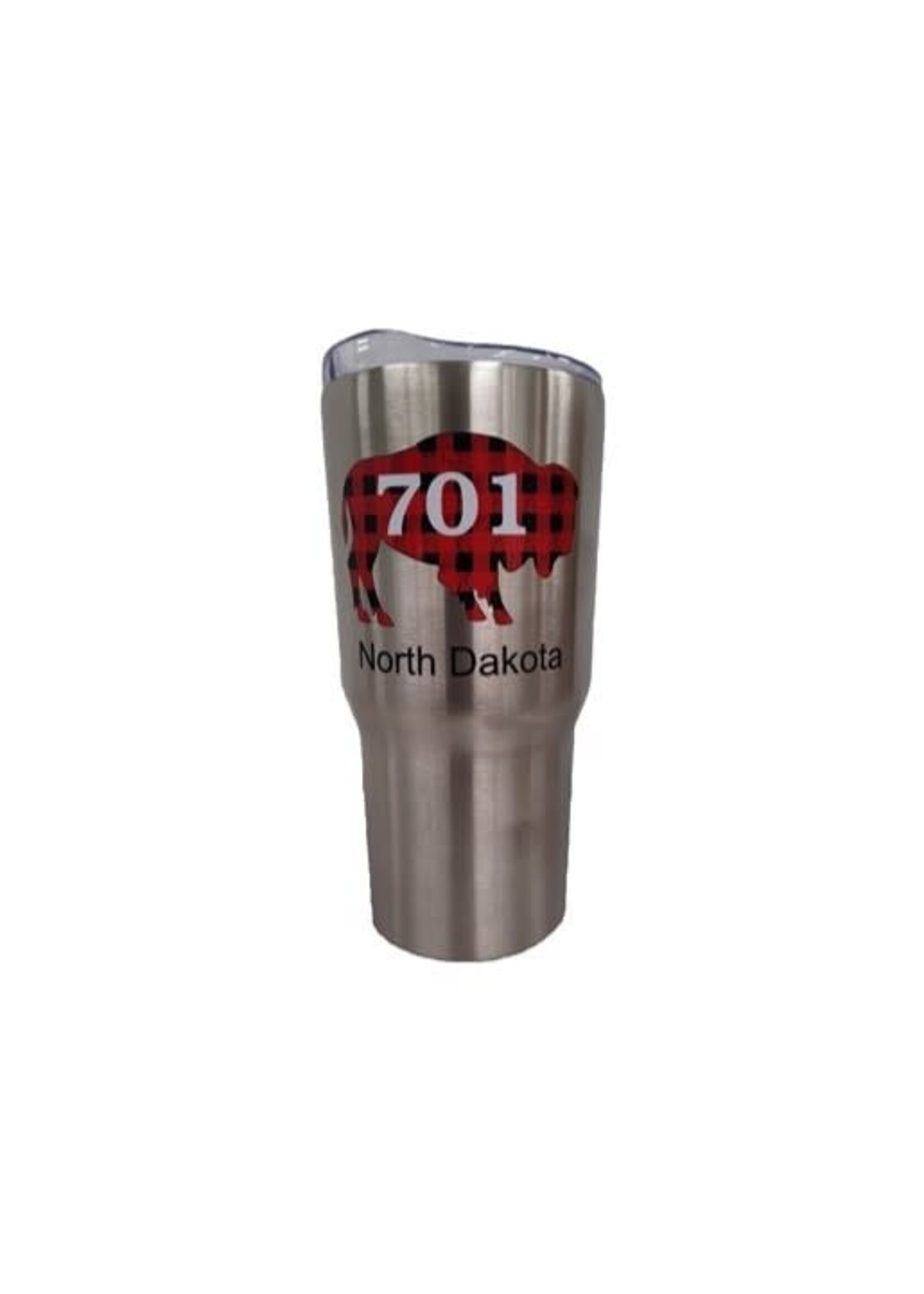 North Dakota 701 Plaid Travel Mug