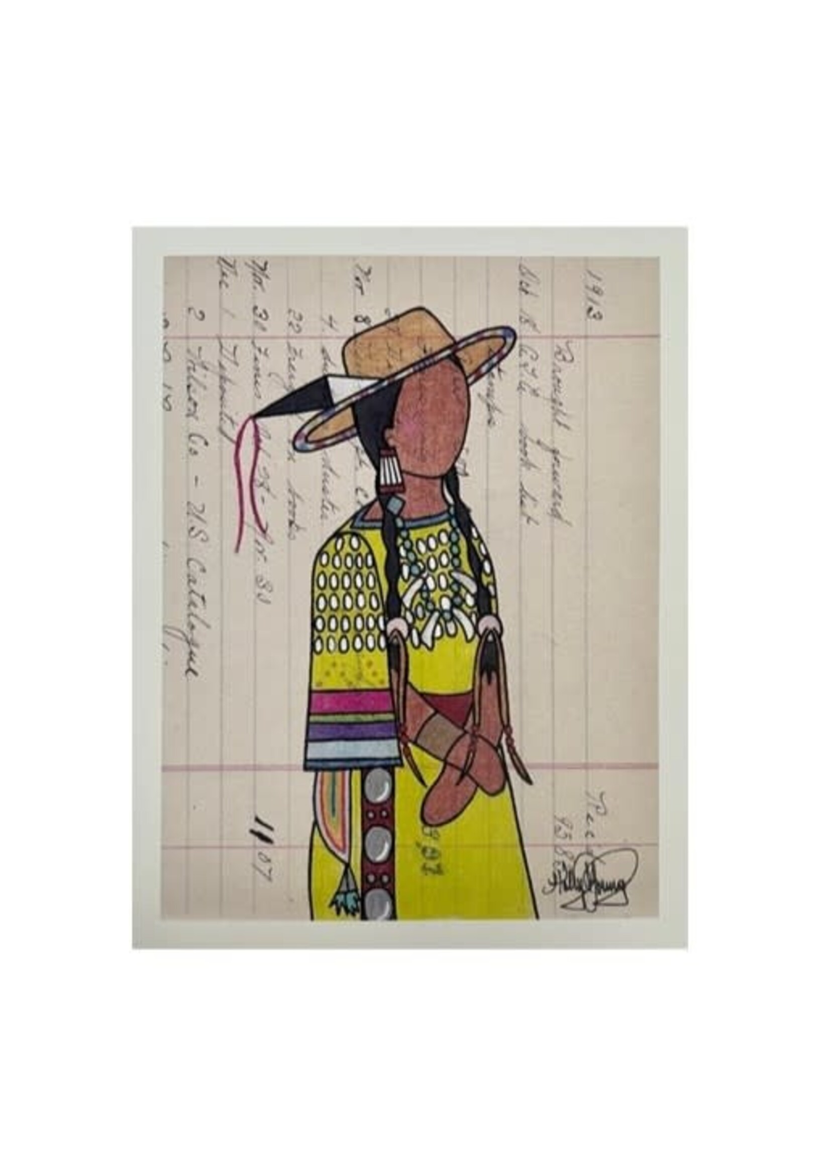 Ledger Art Notecard: Lady in Yellow