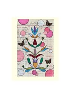 Ledger Art Notecard: Floral, Bubbles & Butterflies 1