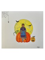 Art Print: Young Girl Sitting on A Pumpkin