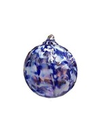 Glass Ornament: Cobalt Blue with White