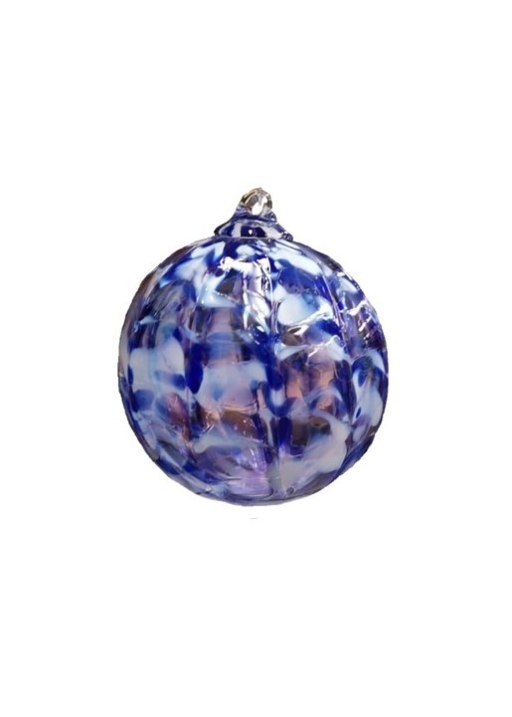 Glass Ornament: Cobalt Blue with White