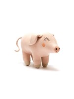 Knitted Organic Cotton Pig Plush Toy in Pink