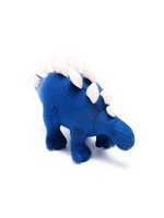 Knitted Stegosaurus Dinosaur Baby Rattle Blue