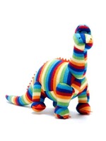 Knitted Diplodocus Dinosaur Plush Toy: Bold Stripes