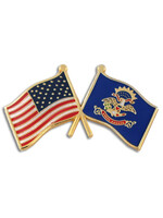 North Dakota and USA Crossed Flag Pin