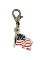Waving American Flag Charm Silver
