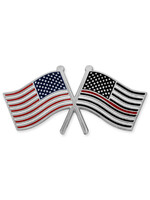 Thin Red Line USA Crossed Flag Pin