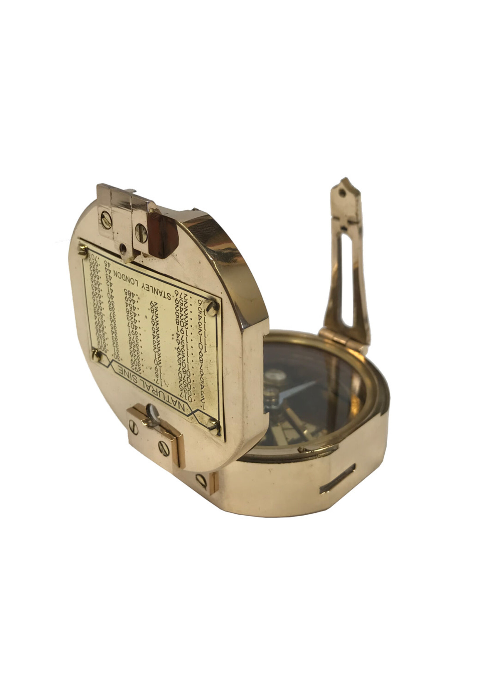 3″ Brass Brunton-Style Compass in Wood Box w/ Brass Accent