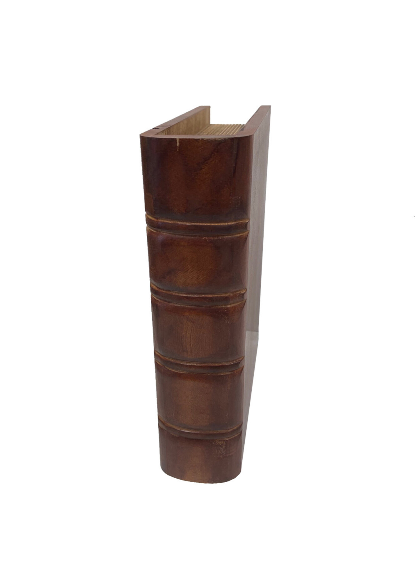 10″ Brown Faux Leather Hollow Book Safe Storage Box
