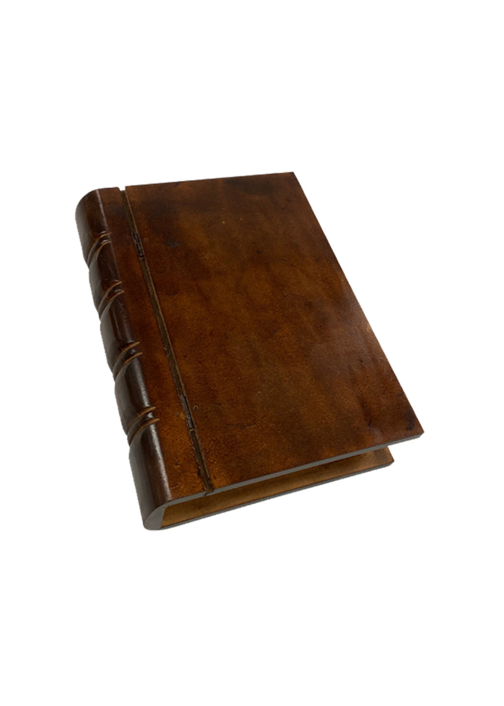 10″ Brown Faux Leather Hollow Book Safe Storage Box
