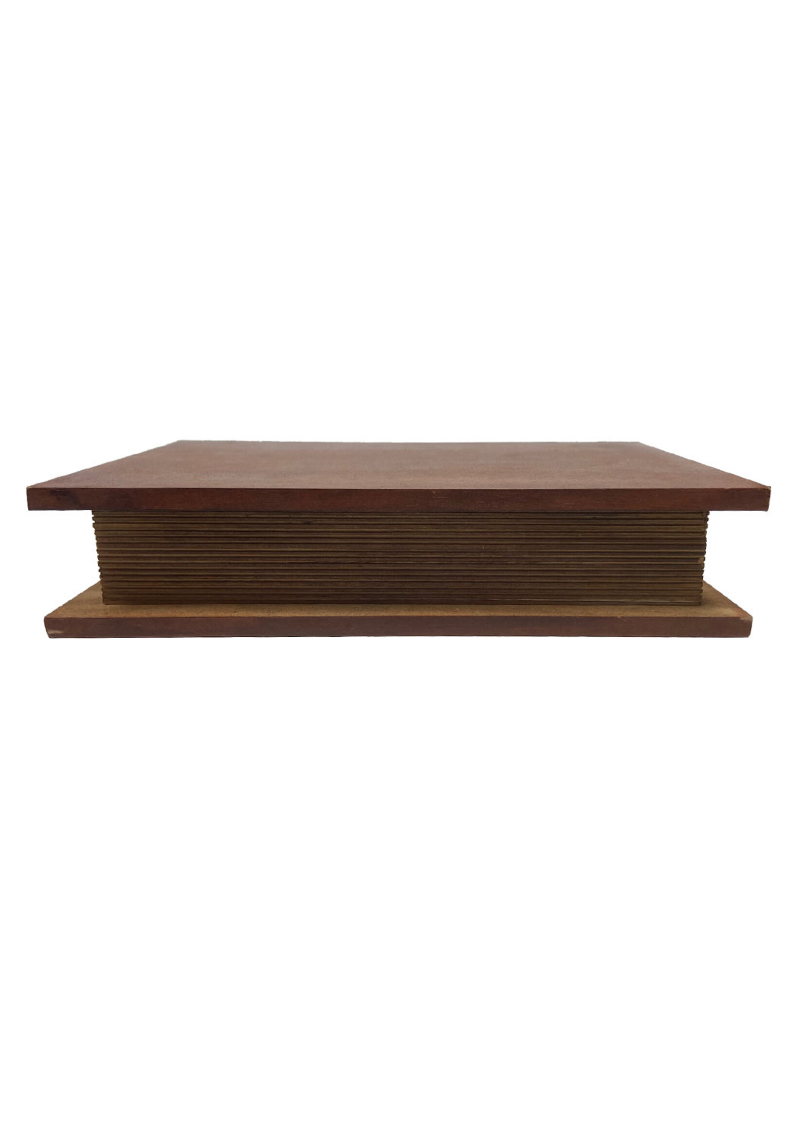 10″ Brown Faux Leather Hollow Book Safe Storage Box