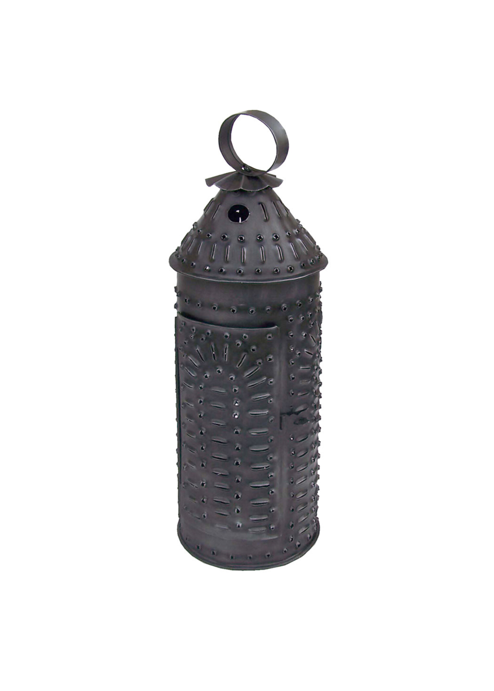 13-1/2″ Punched Tin Lantern- Antique Vintage Style