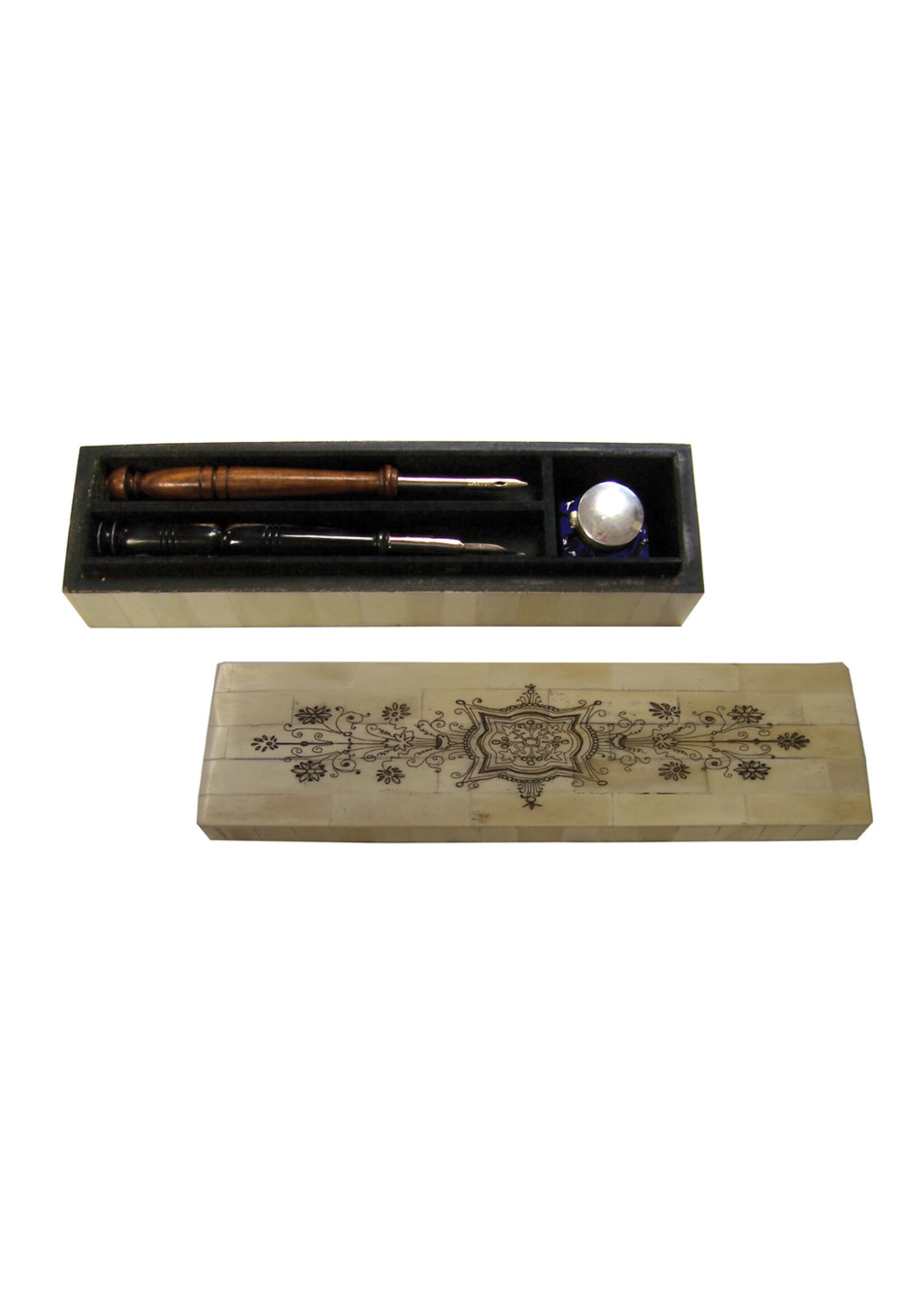 10″ Engraved Bone Pen Box Set