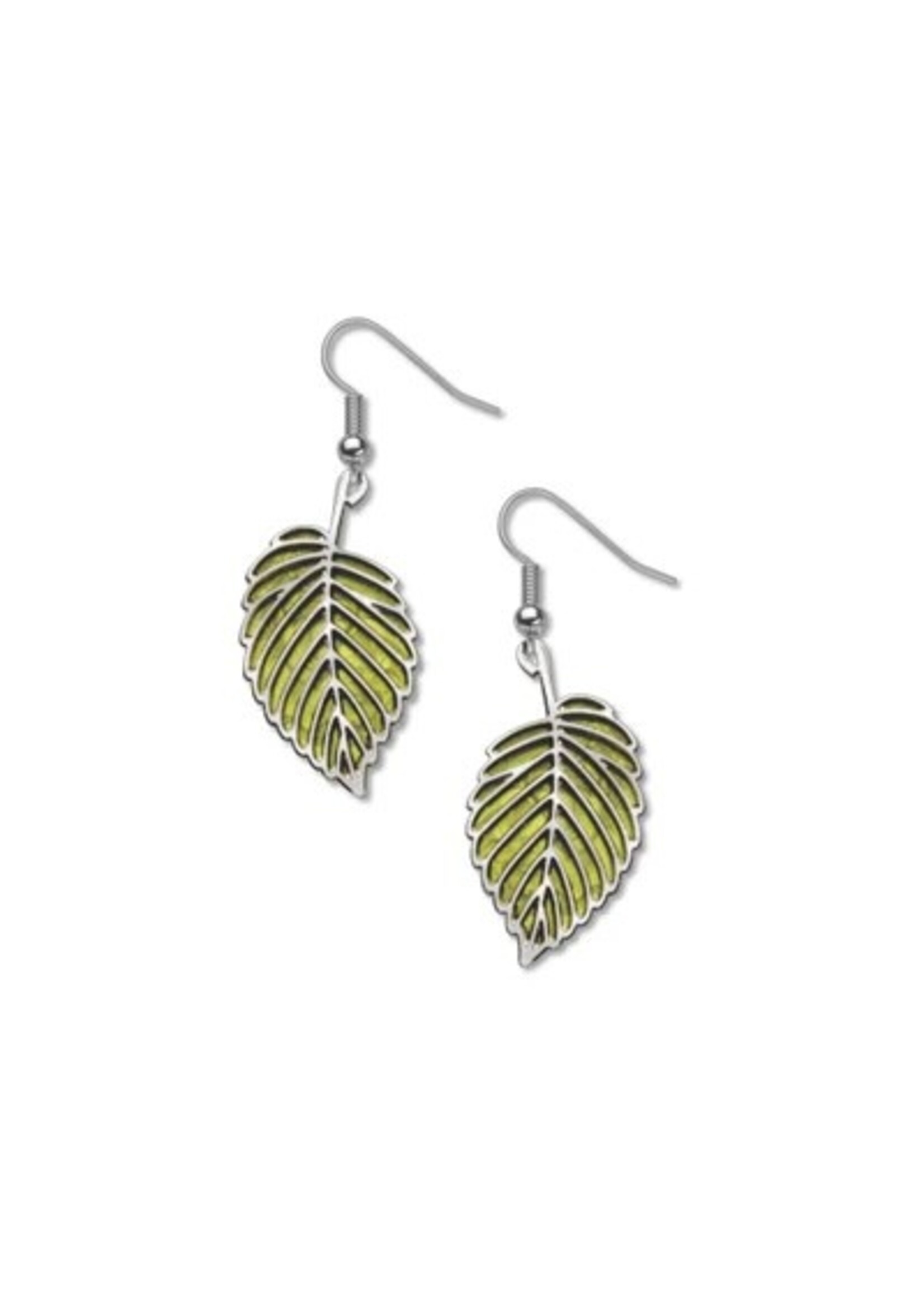 American Elm Leaf in Spring Earrings (Silver)