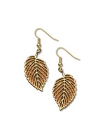American Elm Leaf in Fall Earrings (Gold)