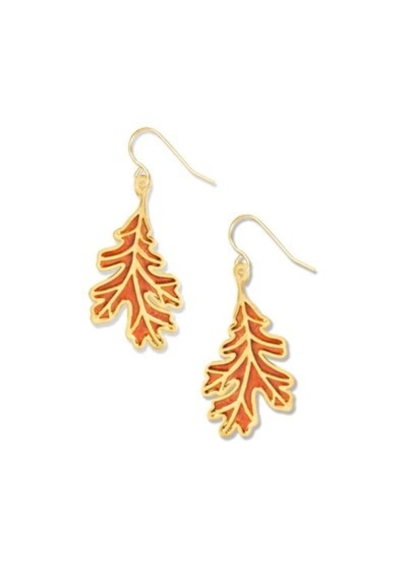 White Oak Leaf in Fall Earrings
