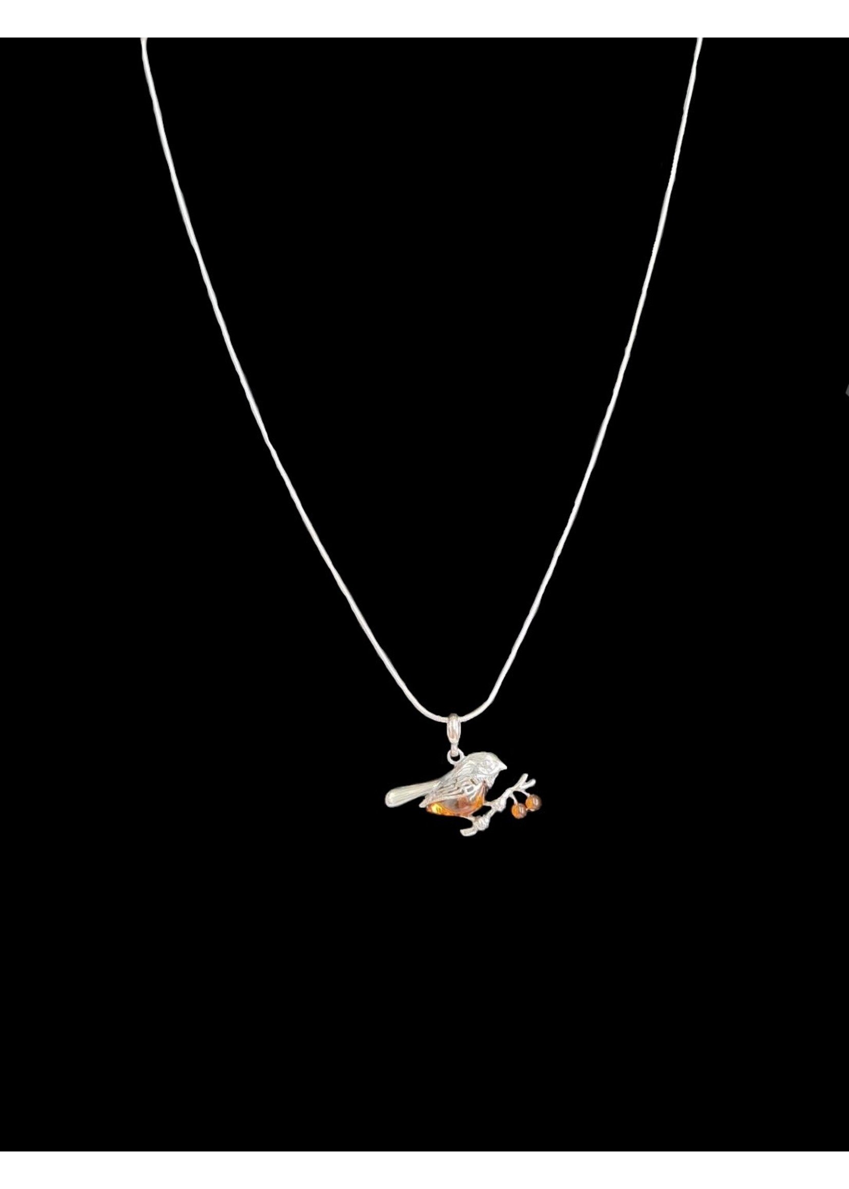 Amber Silver Bird Necklace
