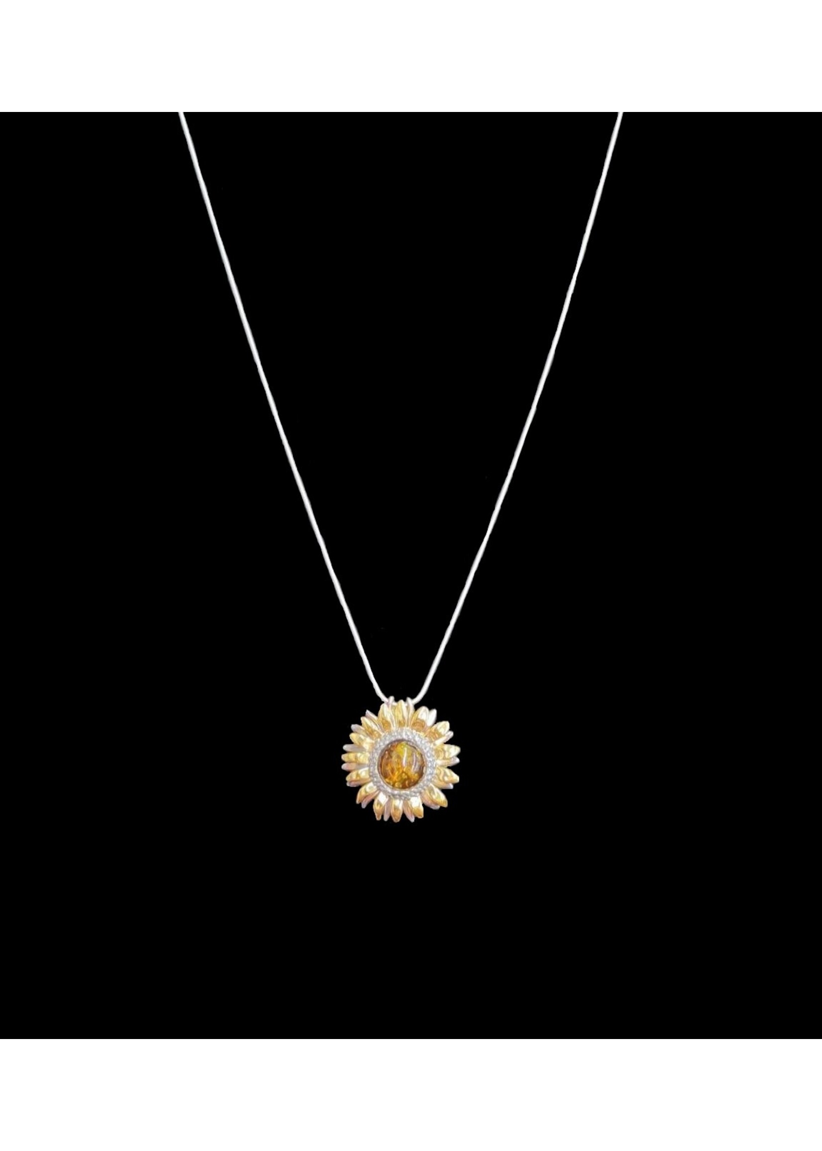 Amber Honey Sunflower Necklace