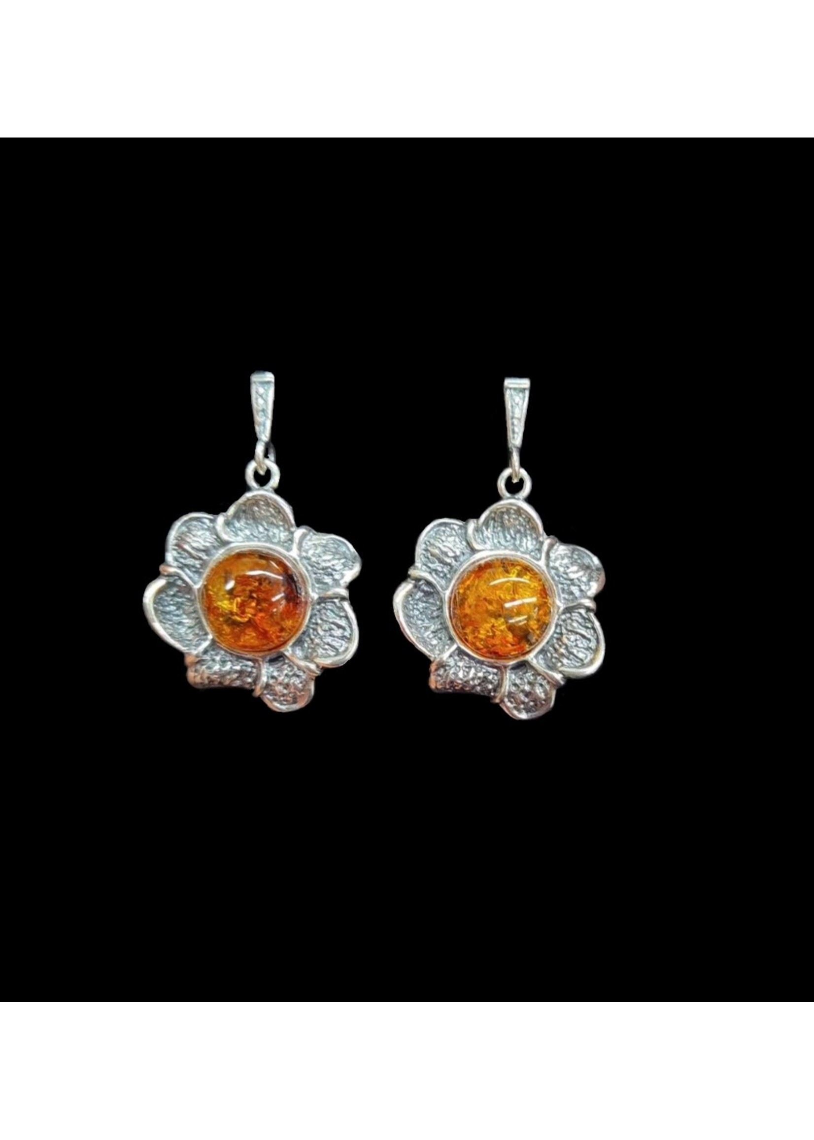 Amber Dangle Flower Earrings