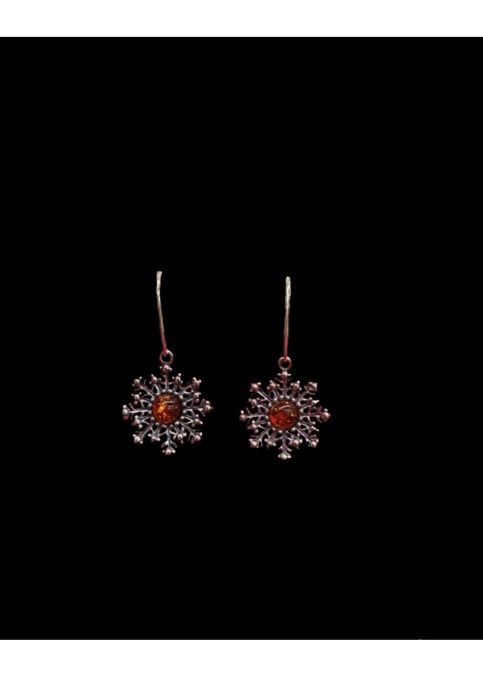 Amber Snowflake Earrings