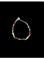 Multicolored Green, Citrine, and Cognac Amber Teardrops with Cubic Zirconia Bracelet
