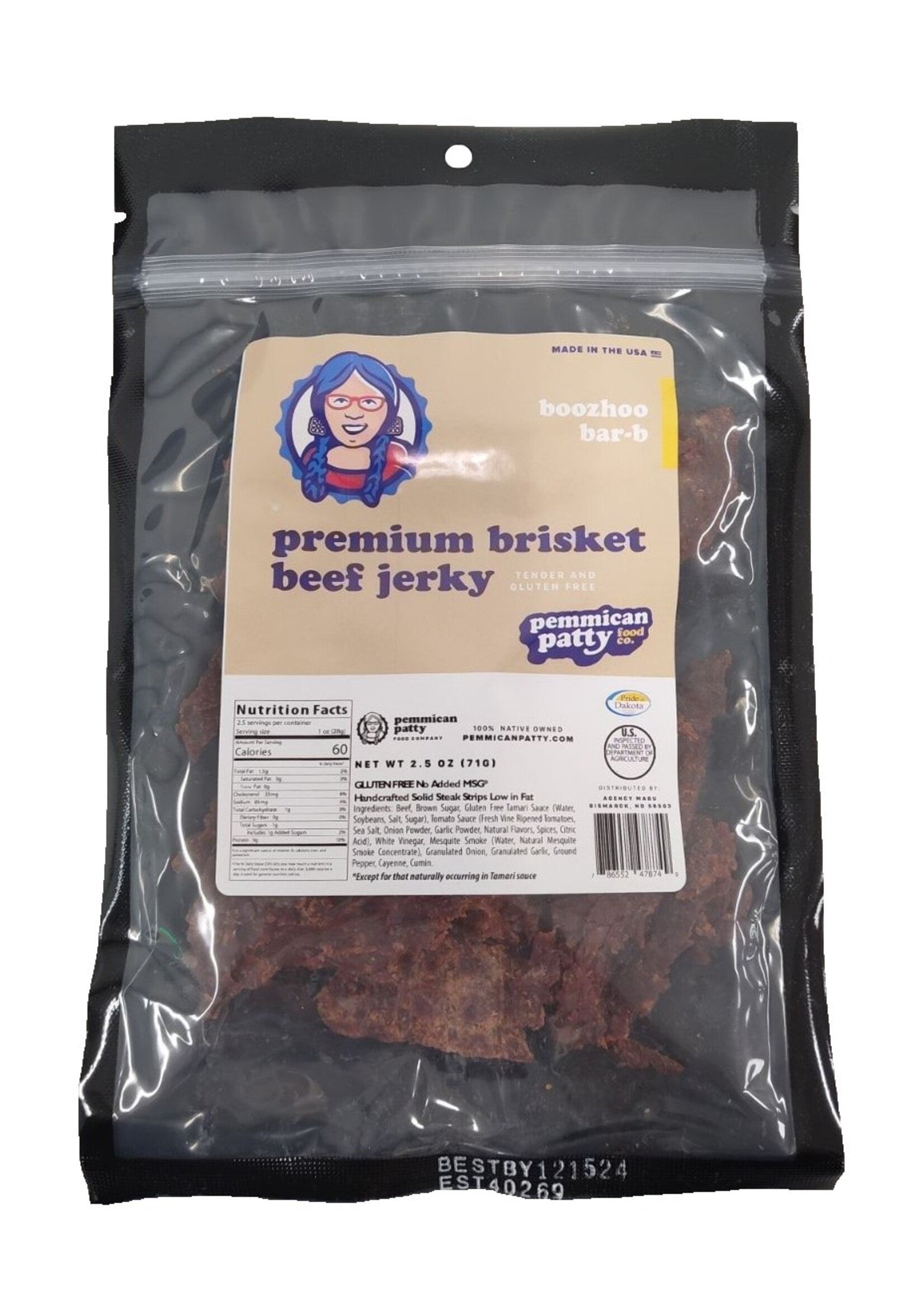 Boozhoo (Hello) Bar-B Premium Brisket Beef Jerky 2.5oz