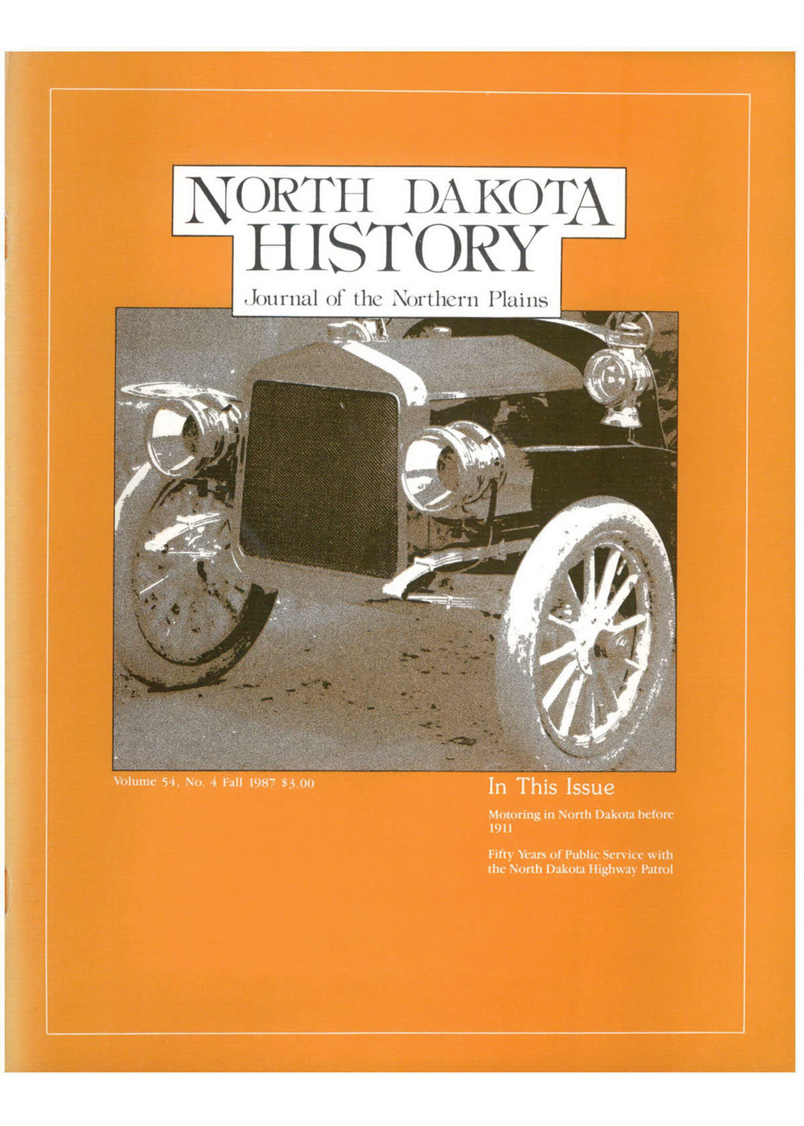 North Dakota History Journal Volume 54 No. 4 1987