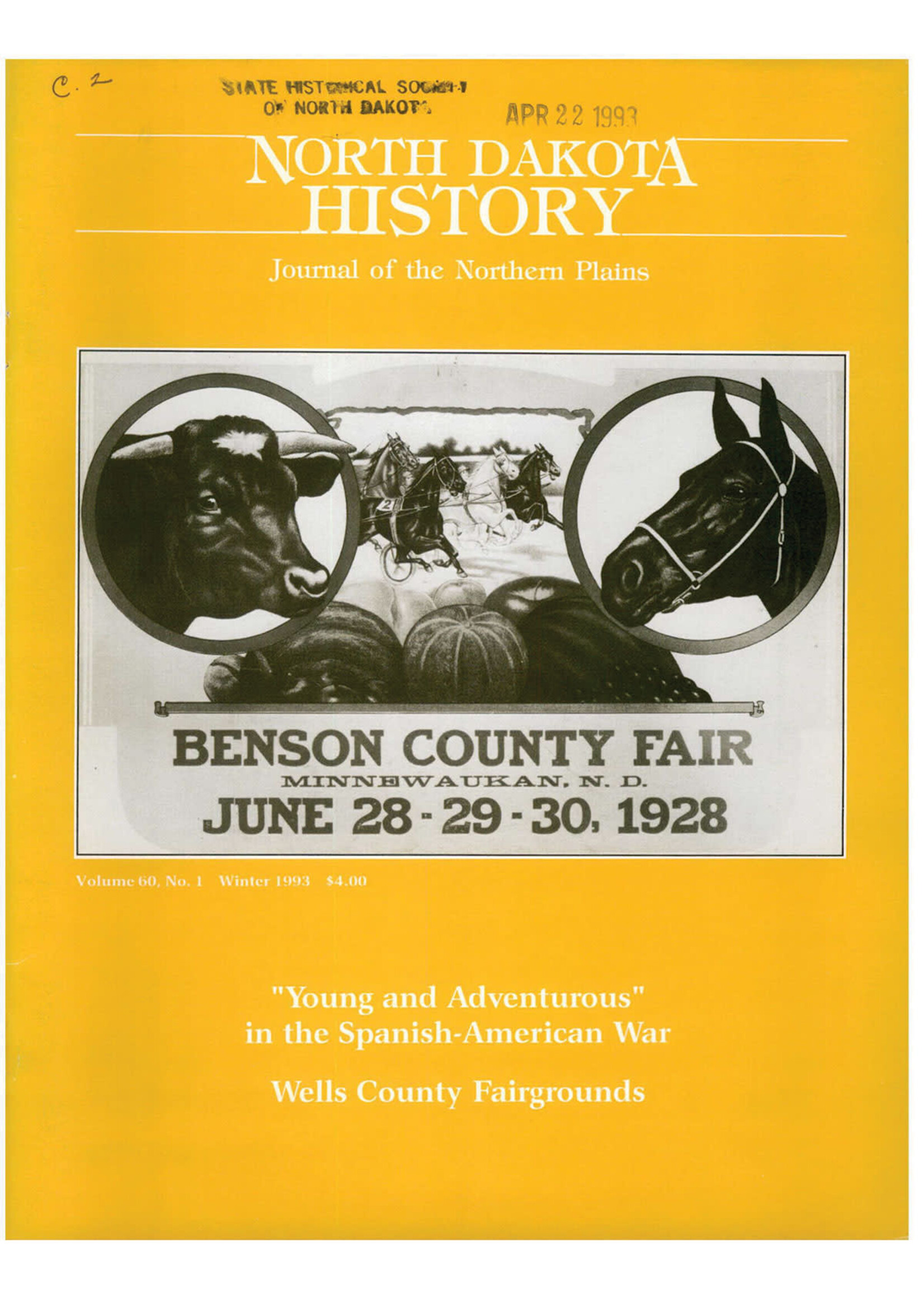 North Dakota History Journal Volume 60 No. 1 Winter, 1993