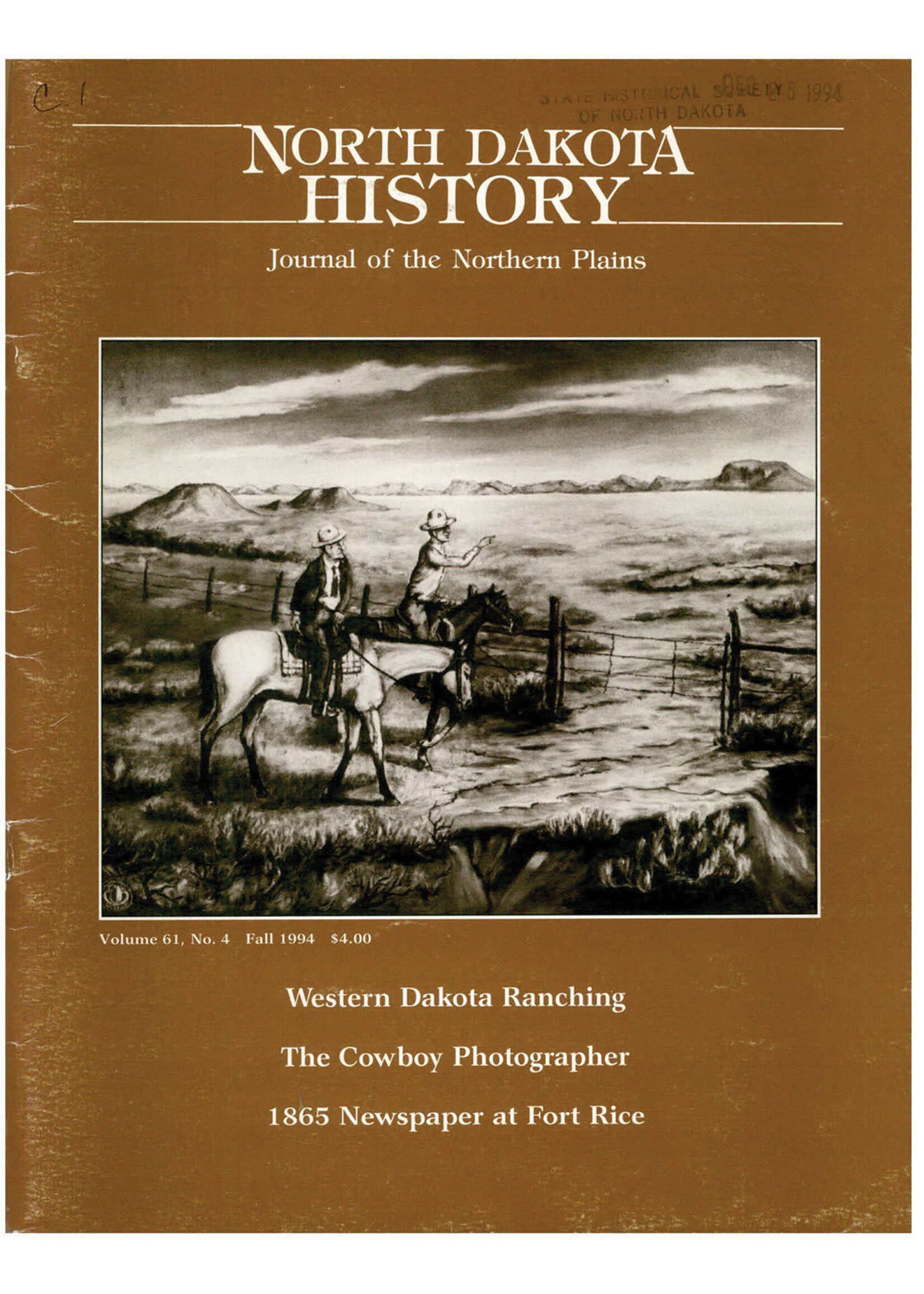 North Dakota History Journal Volume 61 #4 1994