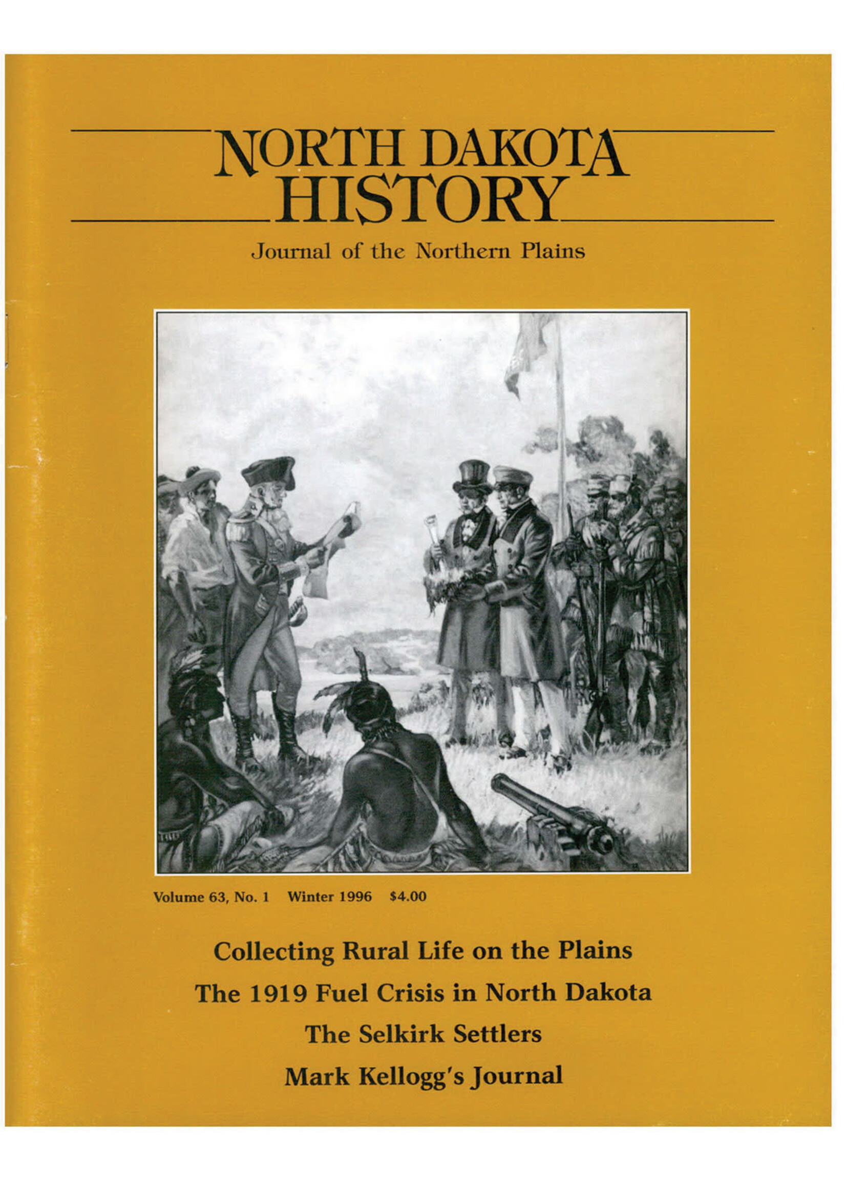 North Dakota History Journal Volume 63 No. 1 Winter, 1996