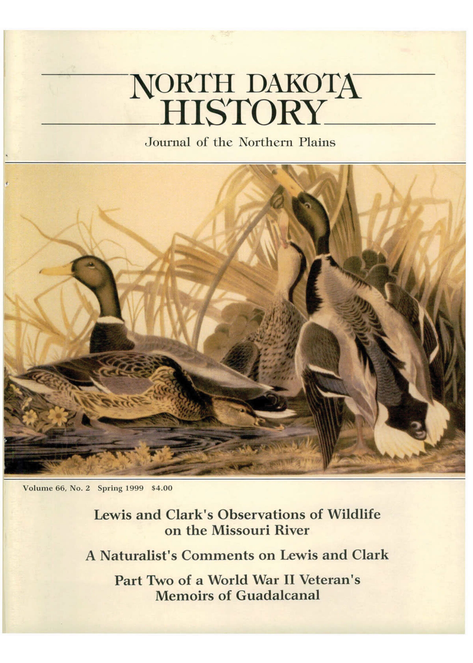 North Dakota History Journal Volume 66 No. 2 Spring, 1999