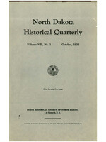 North Dakota Historical Quarterly Journal Volume VII., No. 1 October, 1932